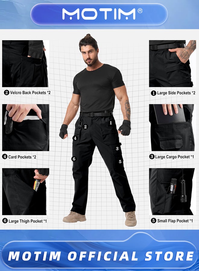 موتيم بنطلون تكتيكي رجالي للارتداء اليومي، مقاوم للماء، بنطلون كارجو مقاوم للتمزق، جيوب قابلة للتوسيع، بنطلون عمل للمشي لمسافات طويلة، ملابس خارجية - Image 4