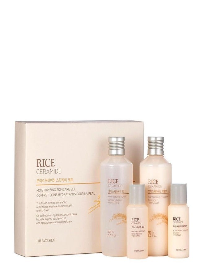 The Face Shop Rice Ceramide Moisturizing Skincare Set - Toner & Moisturizer, Korean Skin Care with Rice Water, Gift Set, Travel Size, Hydrating for Dry Skin - Image 1