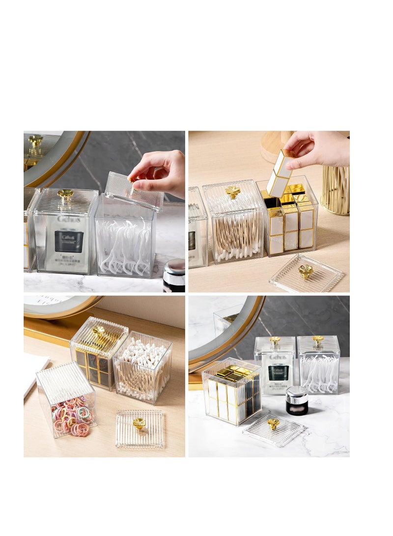 Barakah Acrylic Qtip Holder,Cotton Swab Holder,Bathroom Jars With Lids Set,Apothecary Jar Dispenser For Cotton Ball, Cotton Swab, Cotton Round Pads, Floss - Image 5