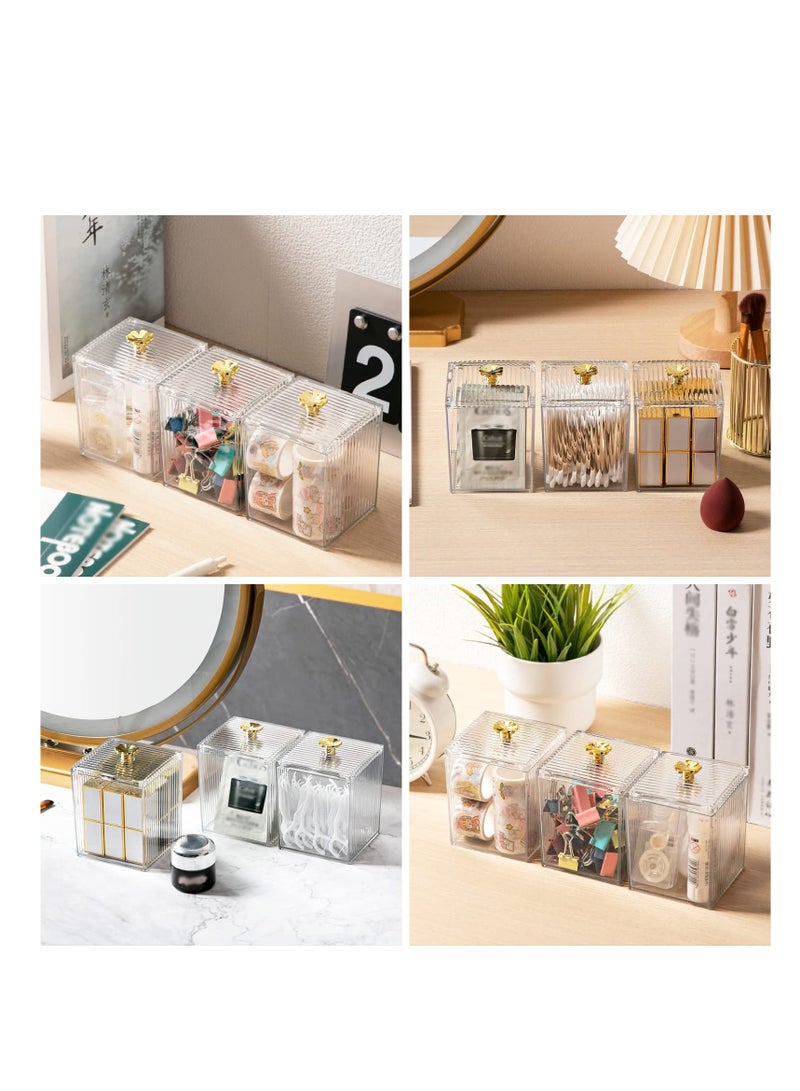 Barakah Acrylic Qtip Holder,Cotton Swab Holder,Bathroom Jars With Lids Set,Apothecary Jar Dispenser For Cotton Ball, Cotton Swab, Cotton Round Pads, Floss - Image 4