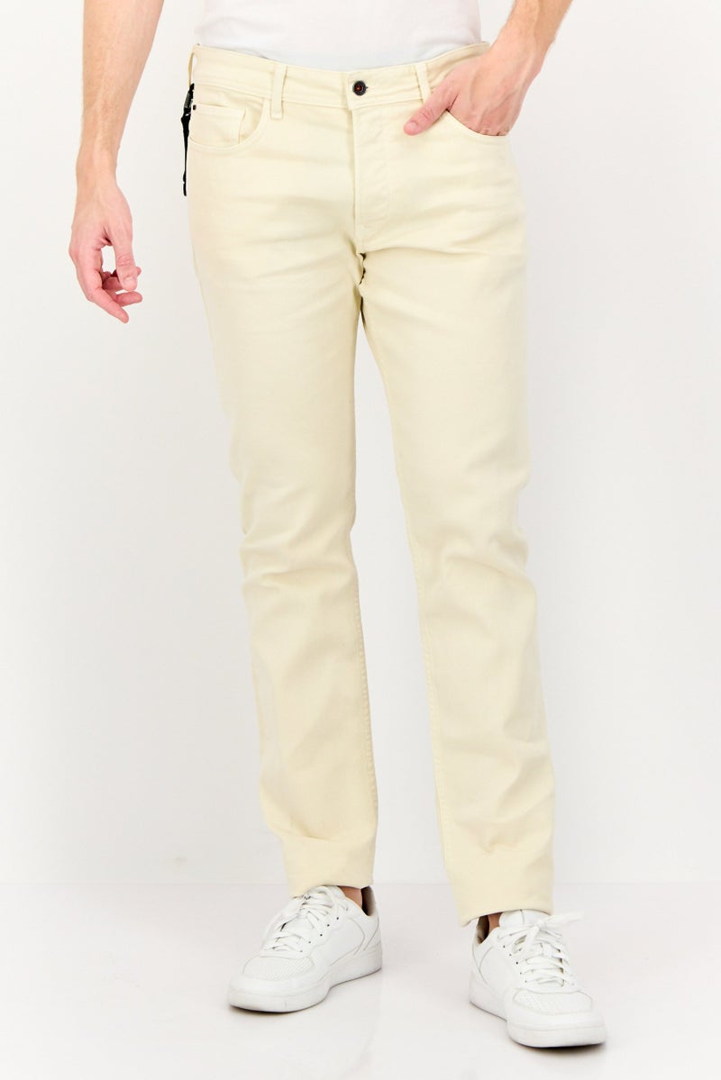 SALSA سلسا × إس-ريبيل بنطلون جينز رجالي عادي القصة بلون بيج قابل للتمدد - Image 1