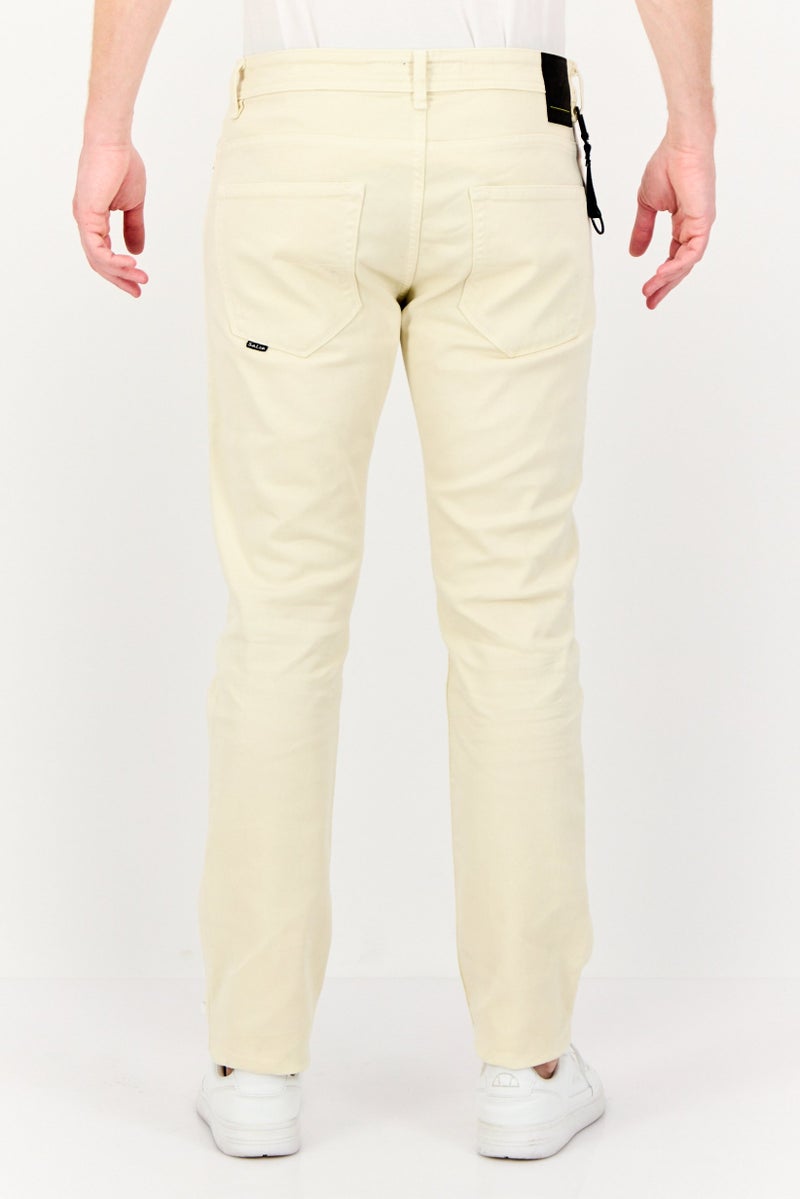 SALSA سلسا × إس-ريبيل بنطلون جينز رجالي عادي القصة بلون بيج قابل للتمدد - Image 4