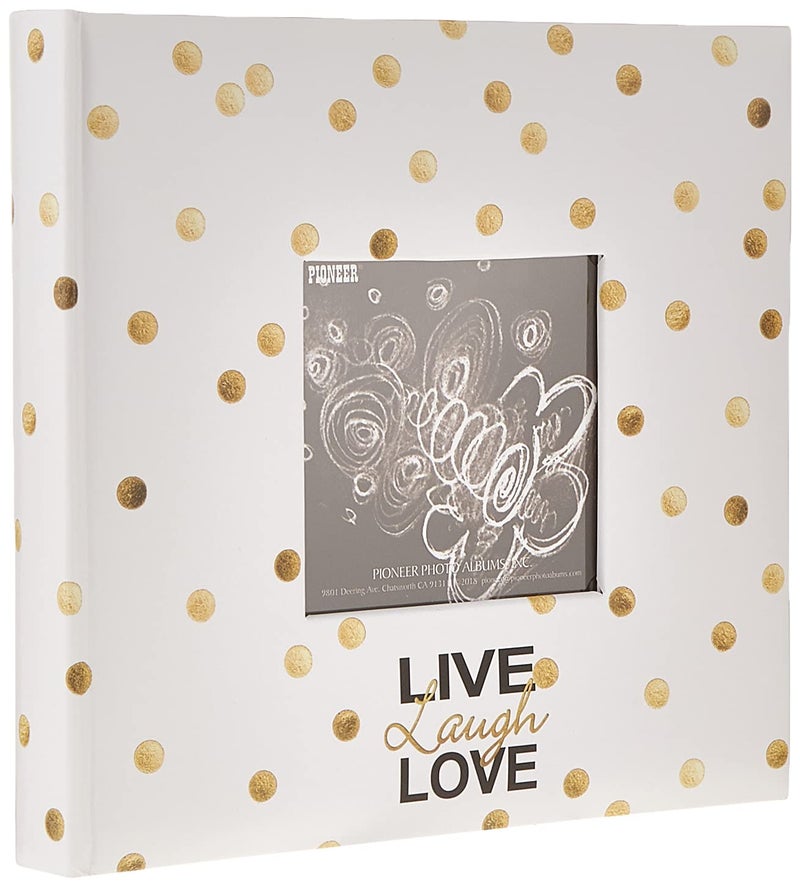 Pioneer Photo Albums Golden Dots Live Laugh Love 200 pkt 4x6 Photo Album Pocket Gold