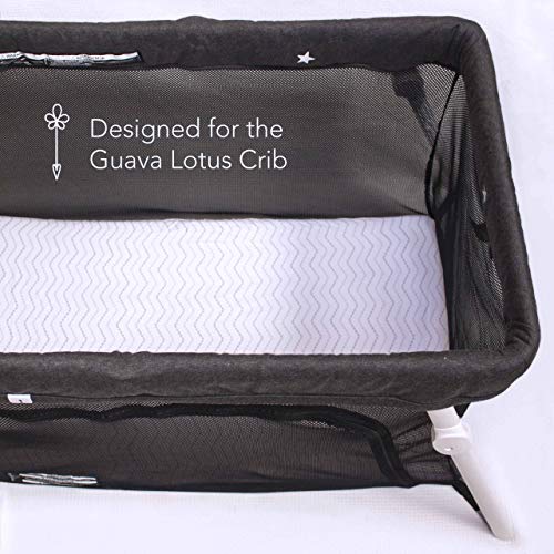 Luvberries Guava Lotus Travel Crib Sheets (Set of 2) – 100% Organic Cotton Fitted Sheets for Baby Play Yard & Mini Crib Mattress – Super Soft Jersey Knit – Snug Fit & Washable (Grey and White) - Image 2