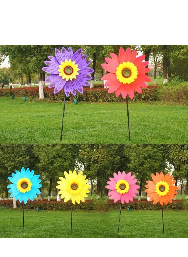 SYOSI Sunflower Lawn Pinwheels Wind Spinners Garden Party Pinwheel Wind Spinner for Patio Lawn Garden Yard Outdoor Lawn Ornaments Wind Spinner Yard Art Pathway Patio Ornaments 6 PCS - Image 3
