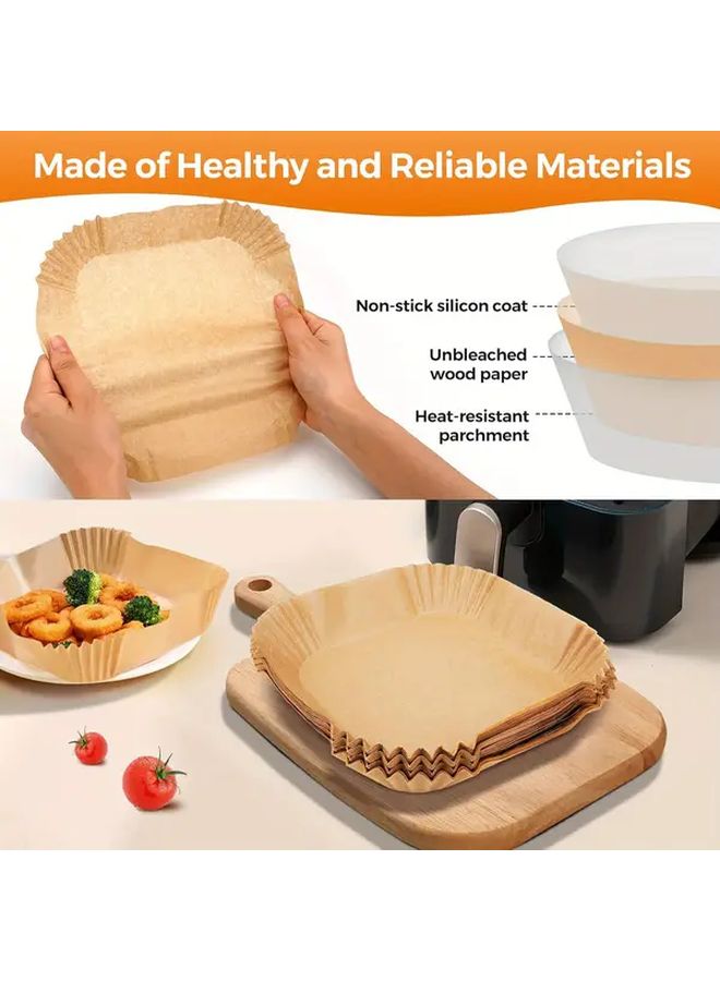 Square Air Fryer Liners 16cm 50pcs Non Stick Parchment Paper Sheets for 6 Inch Baskets Microwave Cooking Disposable Grease Resistant - Image 4