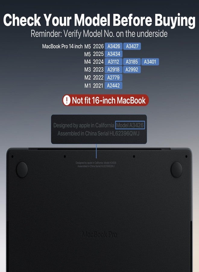 soonjet TravelArmor Case for Soonjet MacBook Pro 14" | M4 M3 M2 M1 Pro/Max 2025 2024-2021 | Anti-Crack Technology | Ribbed Construction | Hard Shell Laptop Cover | Space Black Transparent - Image 5