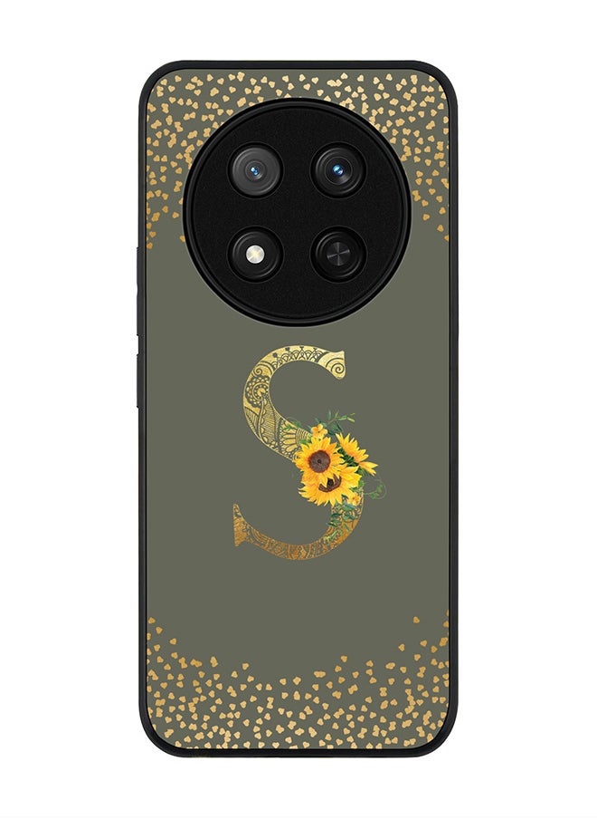 Stylizedd For Honor X9c / Honor Magic7 Lite 5G Case,Slim fit Camera Protection, Shockproof Thin Phone cover  - Custom Floral Monogram - S  (Olive Green )  - Image 1