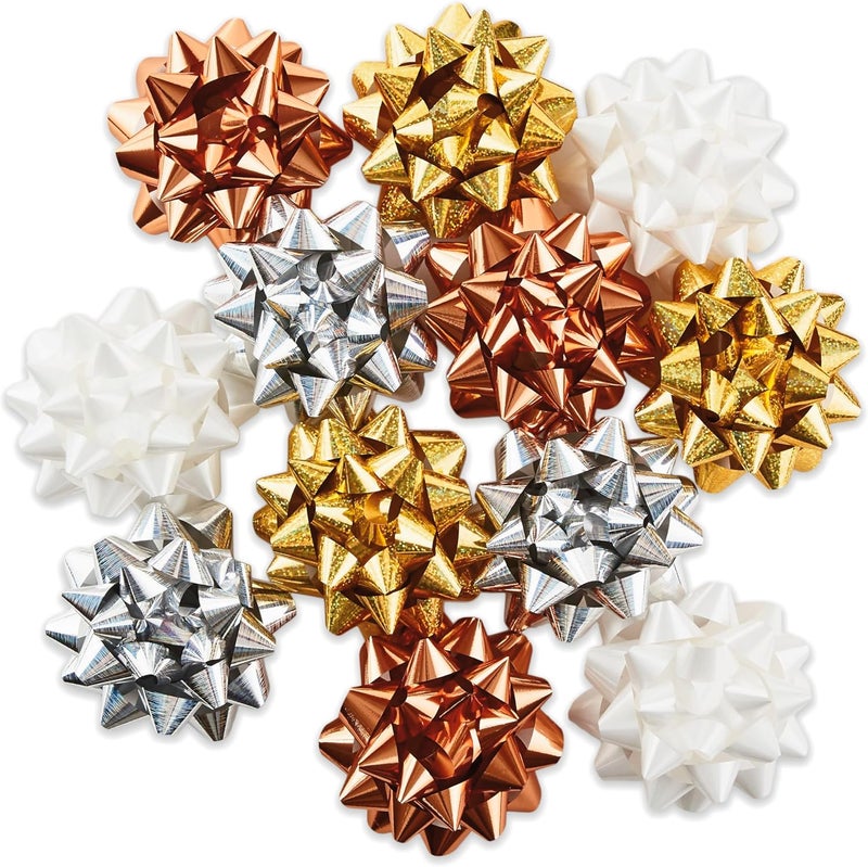 Hallmark Gift Bow Assortment, 12 Count (Gold, Silver, Bronze, White) for Birthdays, Mother's Day, Weddings, Bridal Showers, Any Occasion - Image 1