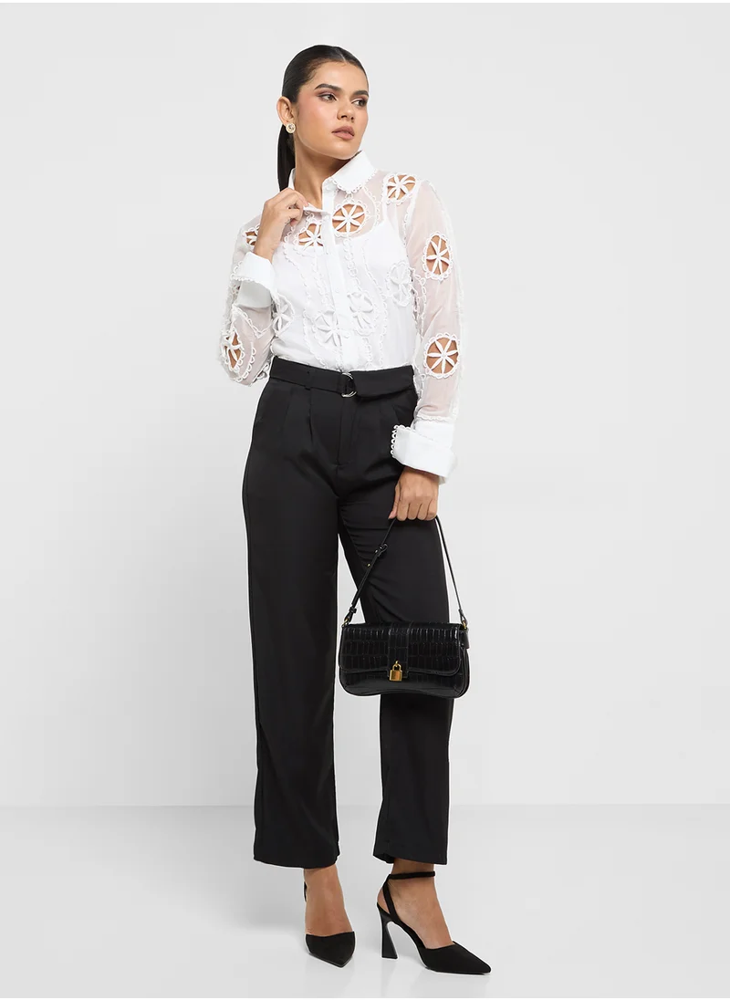 ELLA Lace Button Down Top