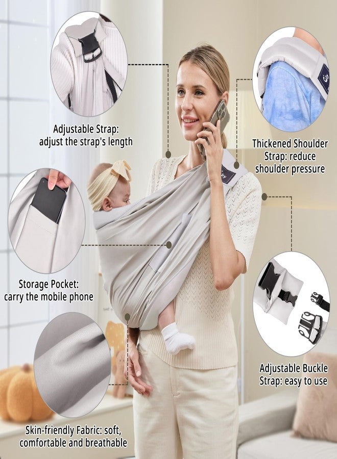 CUBY Baby Carrier by Cuby, Natural Cotton Baby Wraps Sling Baby Holder Extra Comfortable for Easy Wearing Carrying for Newborn, Soft and Adjustable Newborn and Toddler Carrier Slings (Light Gray) - Image 3