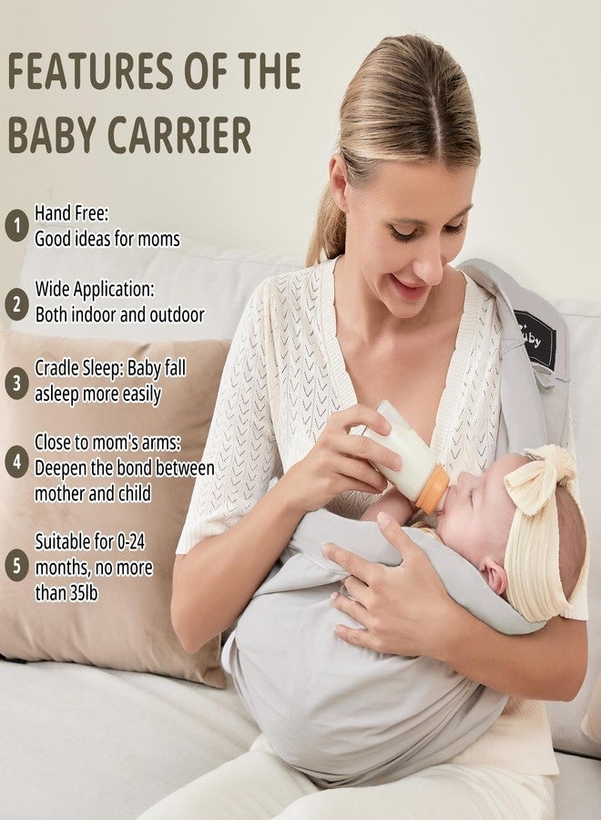CUBY Baby Carrier by Cuby, Natural Cotton Baby Wraps Sling Baby Holder Extra Comfortable for Easy Wearing Carrying for Newborn, Soft and Adjustable Newborn and Toddler Carrier Slings (Light Gray) - Image 2