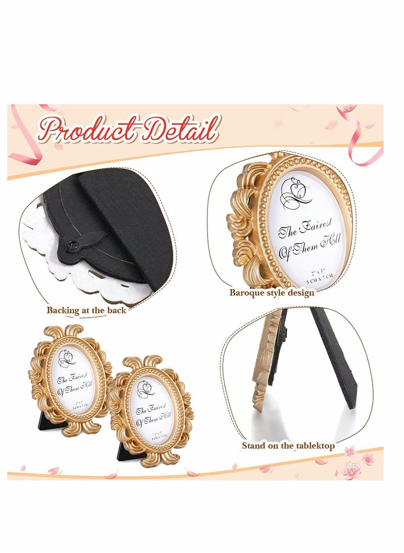 SYOSI - Vintage Picture Frame  Antique Photo Frame Mini Picture Frame  Baroque Place Card Photo Holder Resin Oval Frame Table Top Display Frame Party Decorations Resin Frame Gold 6 Pieces - Image 1