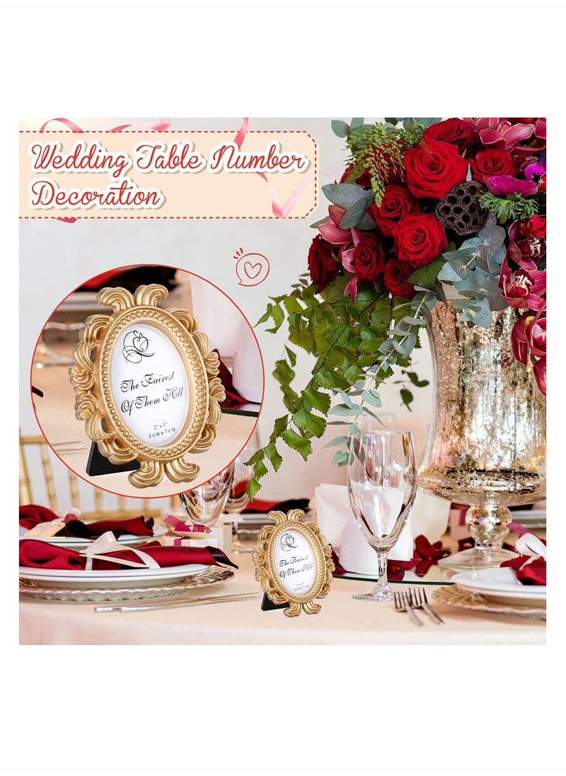 SYOSI - Vintage Picture Frame  Antique Photo Frame Mini Picture Frame  Baroque Place Card Photo Holder Resin Oval Frame Table Top Display Frame Party Decorations Resin Frame Gold 6 Pieces - Image 1