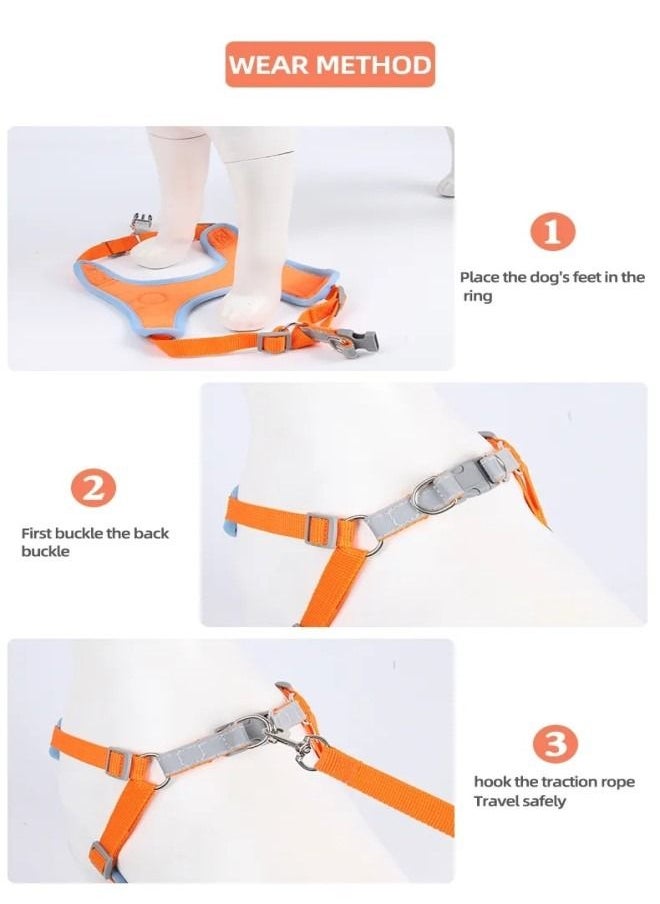 Al shams trading - Dog Harness For Small and Medium Dogs. Adjustable Dog Harness.No Pull, Easy Walk Soft Step in Escape Proof Reflective Harness and Leash Set - Image 1