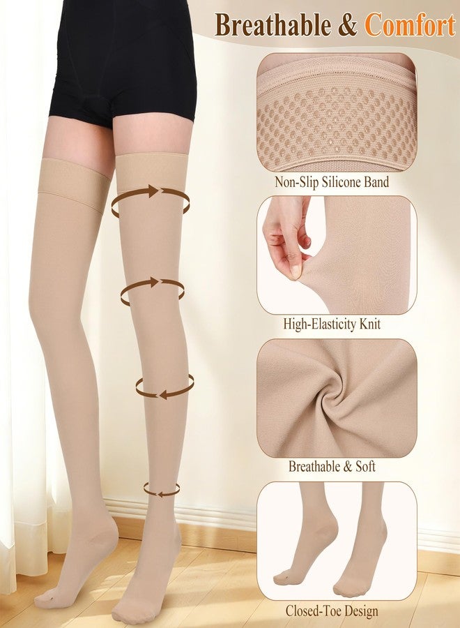 Athbavib 20-30mmHg Thigh High Compression Stockings for Women & Men, Closed Toe Medical Compression Socks Graduated Support Compression Sock for Varicose Veins Swelling Treatment - Image 3