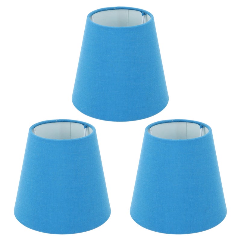 3pcs Cloth Fabric Lampshade Innovative E14 Intervention Type Modern Fabric Lampshade Dust Cover for Bedroom Bedside Retro Blue - Image 3