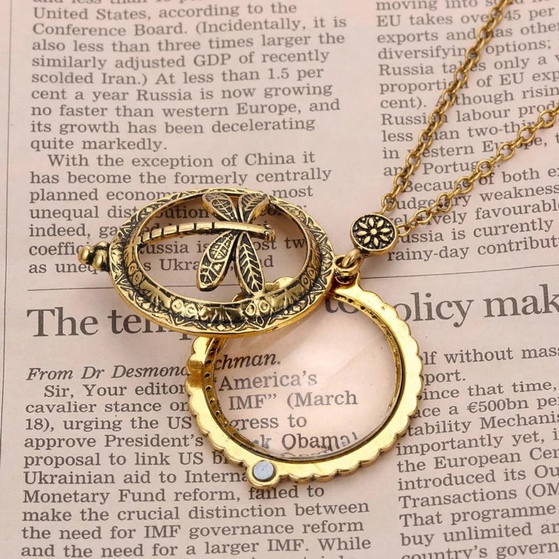 Uppmeant 10X Portable Vintage Magnifying Glass Pendant Monocle for Reading Crafts Working Inspection Exploring (Snowflakes) - Image 5