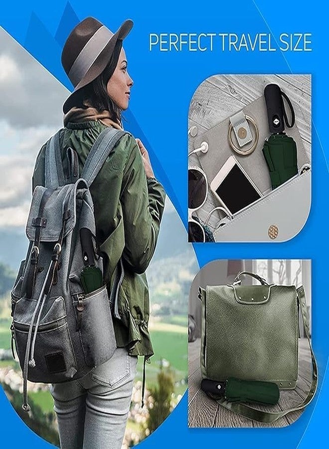 OffyBird Windproof Travel Automatic Open & Close Umbrella for Rain and Sun - Folding Car Umbrella for Men & Women, UV Protection Strong Wind-Resistant Umbrella (Green) - Image 4