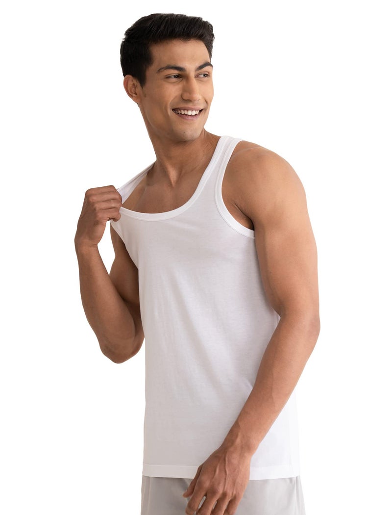 DAMENSCH Men's Neo-Cotton Ribbed Round Neck Vest- Pack of 2- Cotton White- X-Large - Image 4