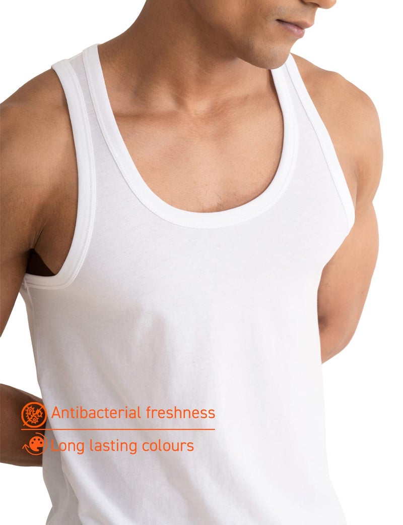 DAMENSCH Men's Neo-Cotton Ribbed Round Neck Vest- Pack of 2- Cotton White- X-Large - Image 2