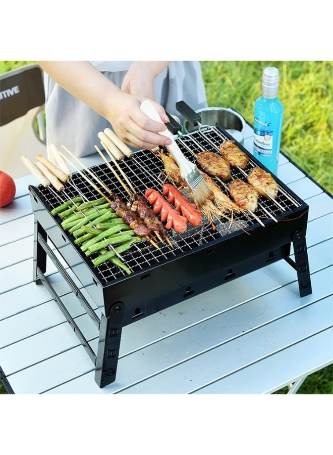 م اكس م شواية فحم محمولة قابلة للطي للتخييم والسفر والنزهات الخارجية، حجم صغير (أسود-صغير) - Image 2