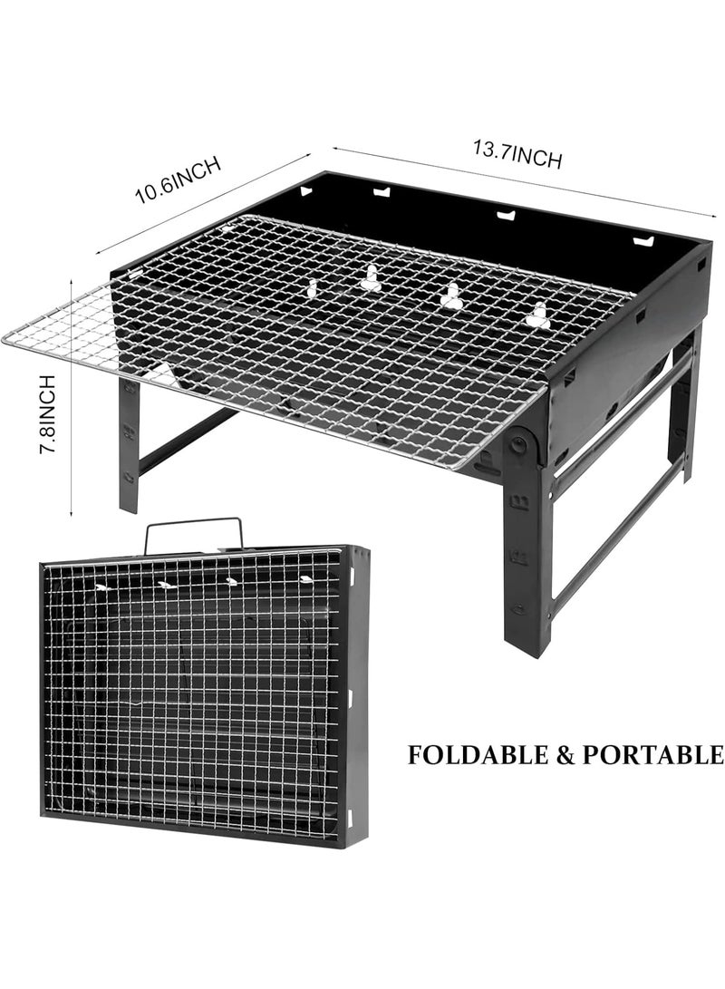 م اكس م شواية فحم محمولة قابلة للطي للتخييم والسفر والنزهات الخارجية، حجم صغير (أسود-صغير) - Image 3