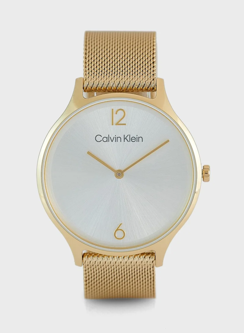 Calvin Klein 38Mm Collection Analog Quartz Watch Timeless Mesh For Women With Gold-Tone Stainless Steel Mesh Bracelet - 25200003