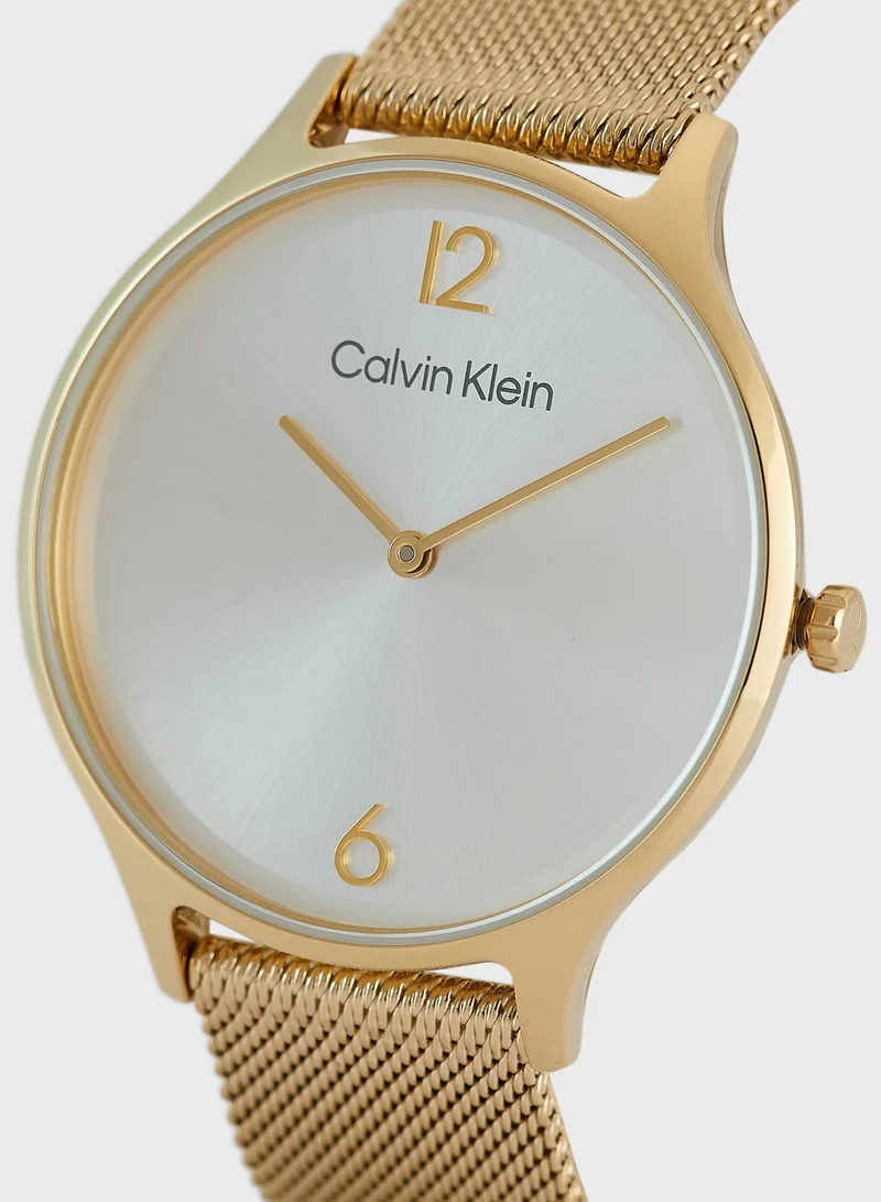 Calvin Klein 38Mm Collection Analog Quartz Watch Timeless Mesh For Women With Gold-Tone Stainless Steel Mesh Bracelet - 25200003