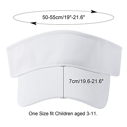 Jastore Kids Girls Boys Packable Hat Sun Visor Hats Cotton Sports Summer Golf Visor Hat (One Size, White) - Image 3