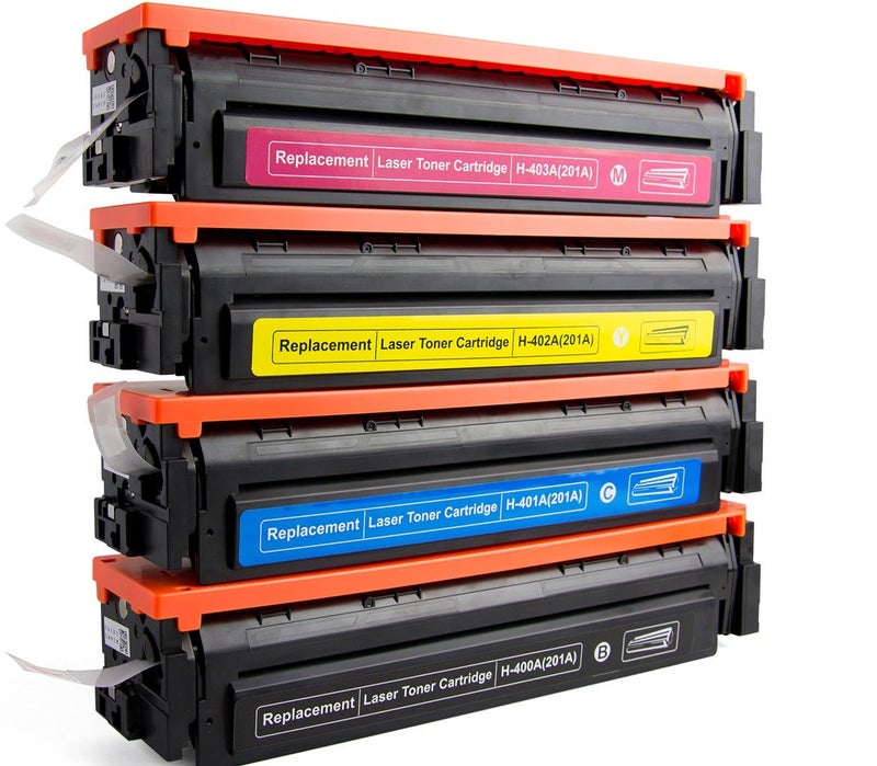 اينك باور خرطوشة حبر ملونة متوافقة مع جميع الألوان HP 201 201A لطابعات HP201A LaserJet Pro 252 277 M252 M252dw M277n M252N M277dw. مجموعة CF400A 401A 402A 403A مكونة من 4 ألوان أسود سماوي أصفر أرجواني. - Image 2