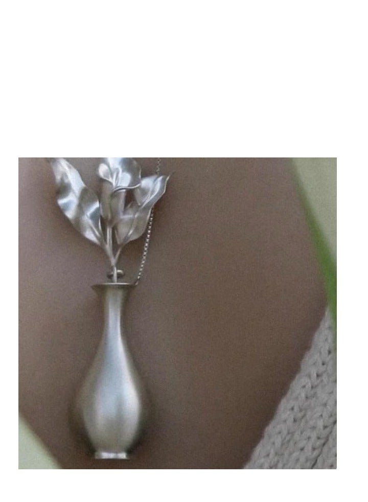 Jade Cleansing Bottle Lotus Niche Necklace - Light Luxury Design Niche Neck Chain Simple and Versatile Pendant  - Image 3