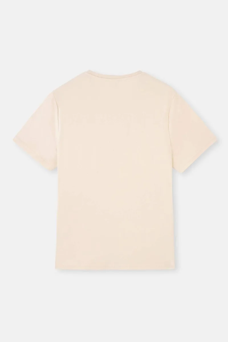 داجي Ecru V-Neck Interlock Cotton Short Sleeve T-Shirt