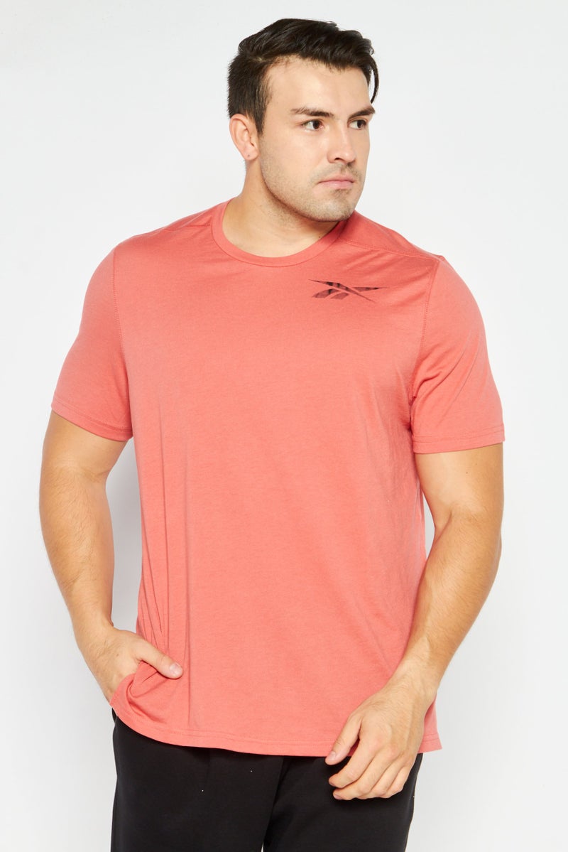 Reebok Men Sportswear Fit Short Sleeve Training T-shirts, Pale Red - Image 1