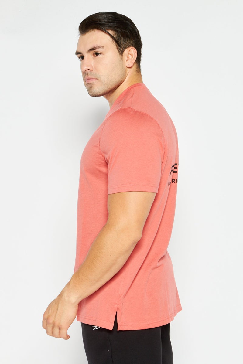 Reebok Men Sportswear Fit Short Sleeve Training T-shirts, Pale Red - Image 3