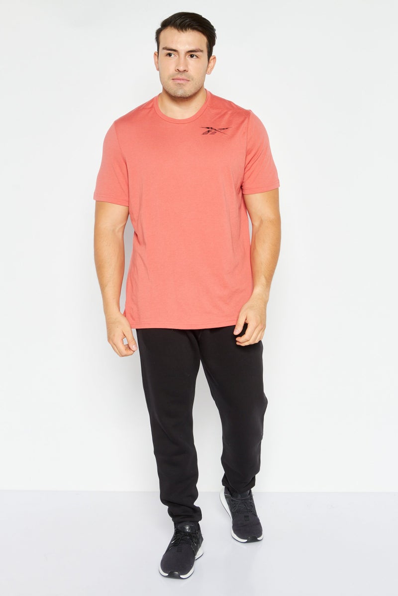 Reebok Men Sportswear Fit Short Sleeve Training T-shirts, Pale Red - Image 4
