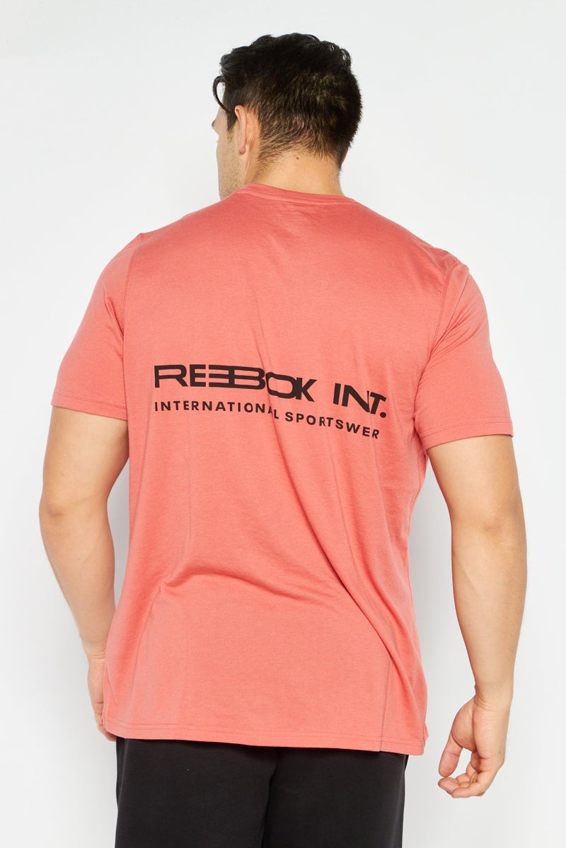 Reebok Men Sportswear Fit Short Sleeve Training T-shirts, Pale Red - Image 2