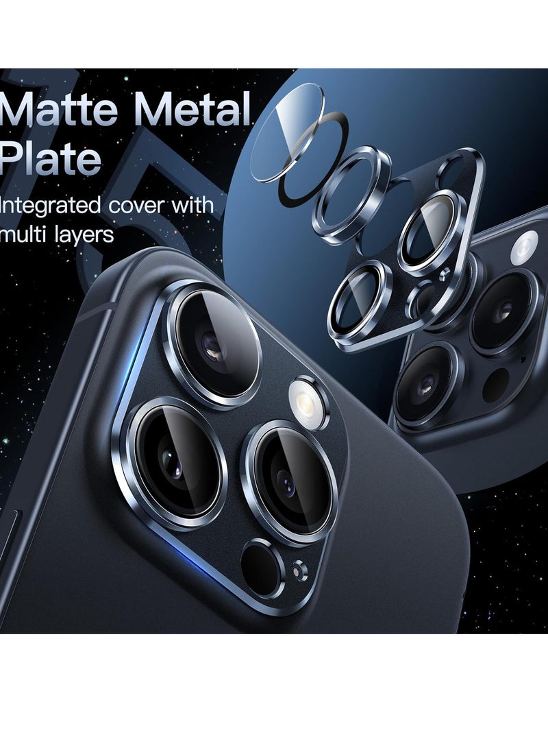 إلترازون Camera Lens Protector Compatible With iPhone 15 Pro Max, Full Coverage 9H Tempered Glass Ring Cover, Matte Metal Plate, Case Friendly Anti-Scratch, Dustproof, Lightweight - Image 2