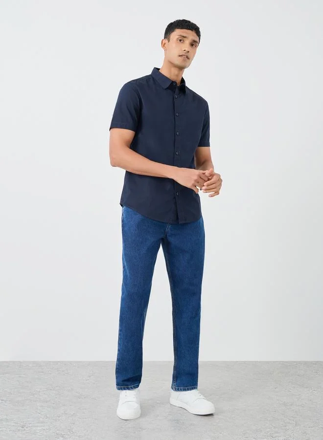 ستايلي قميص بوبلين ستايلي بأكمام قصيرة بقصة عادية