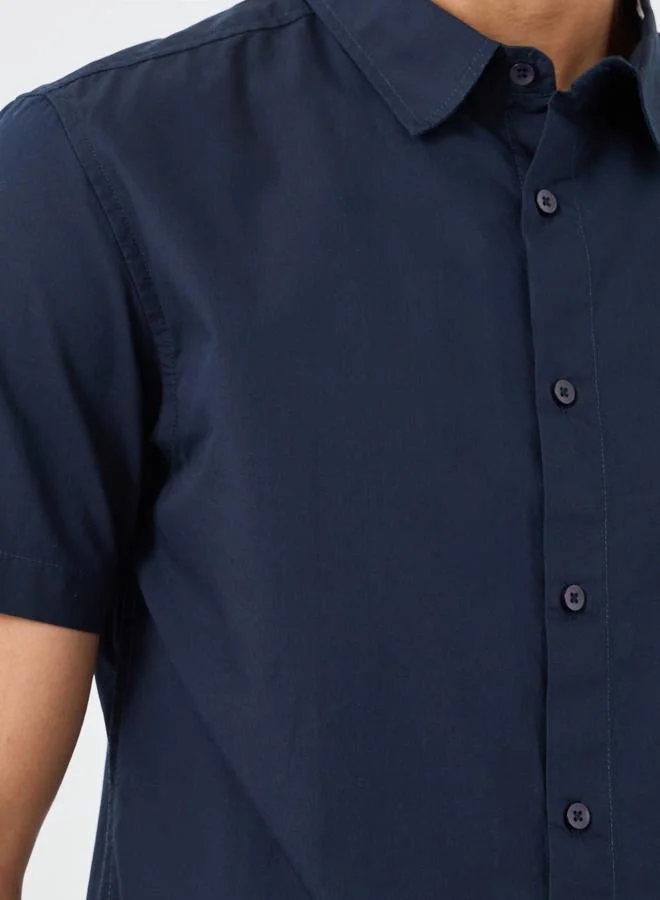 Styli Solid Poplin Woven Regular Fit Short Sleeve Shirt