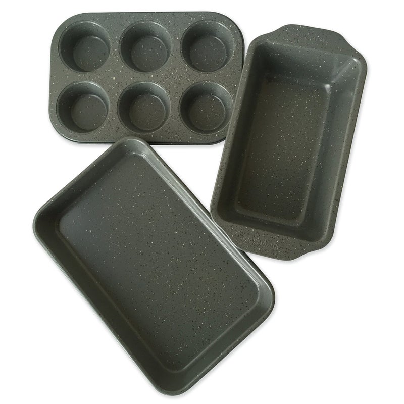 casaWare Toaster Oven 3Piece Set Silver Granite