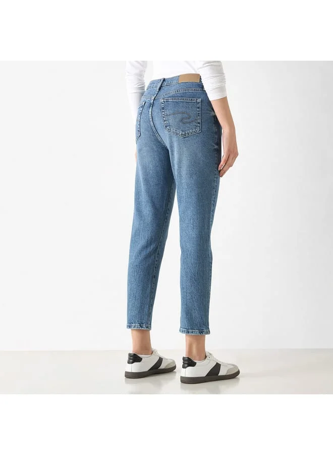 Lee Cooper Lee Cooper Solid Regular Fit Jeans with Pockets