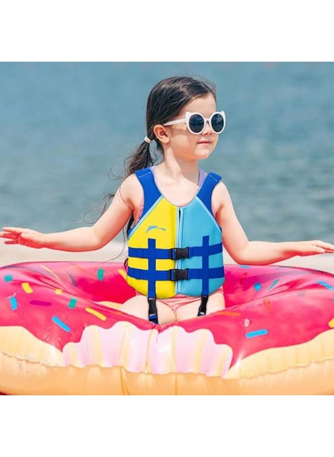 WellPath Kids Life Jacket for 6+ Years | Neoprene Swim Vest with Front Zipper Thigh Straps Grab Handle and EPE Foam for Pool Beach Lake Safety  - Image 3
