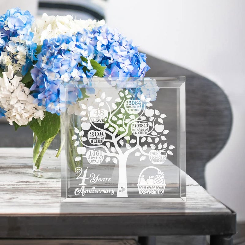 Kate Posh 4 Years Wedding Anniversary, 4 Years of Marriage, 4 Years Together, Traditional Fruit Gift for 4th Anniversary, Husband & Wife, 4 Years Down Forever to Go Keepsake and Paperweight - Image 5