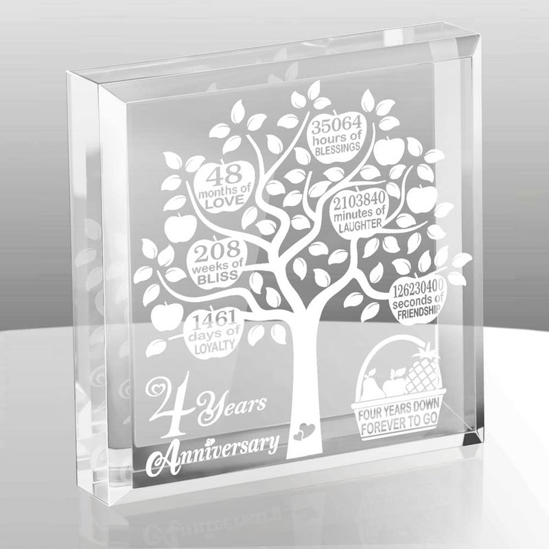 Kate Posh 4 Years Wedding Anniversary, 4 Years of Marriage, 4 Years Together, Traditional Fruit Gift for 4th Anniversary, Husband & Wife, 4 Years Down Forever to Go Keepsake and Paperweight - Image 2
