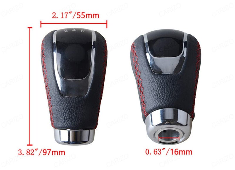 CARIZO Gear Shift Knob (Design - SC Leather, Black & Red) Gear Lever Shifter Knob with 4 Adapters Compatible with Ford Ecosport (Type-I) 2013-2019 - Image 5