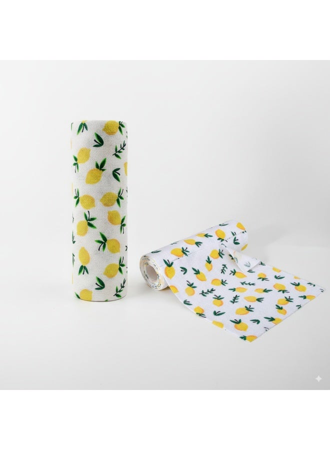 20PCS Disposable Cleaning Towels Tearable Cleaning Cloths Lemon Print, 20 Sheets Multipurpose Reusable Dry Wet Clean Microfiber Wipes Wiping Rags - Image 1