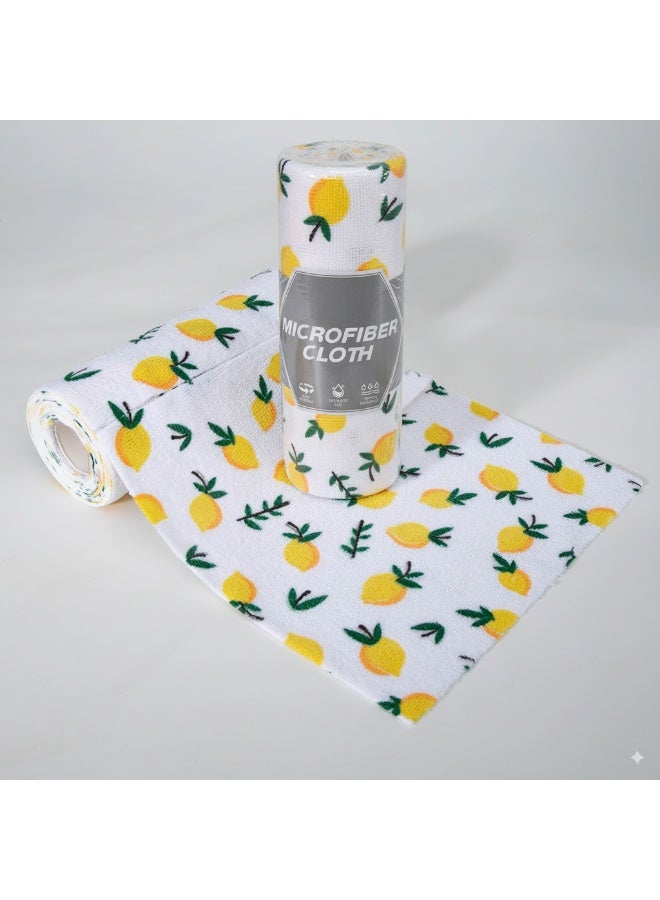 20PCS Disposable Cleaning Towels Tearable Cleaning Cloths Lemon Print, 20 Sheets Multipurpose Reusable Dry Wet Clean Microfiber Wipes Wiping Rags - Image 2