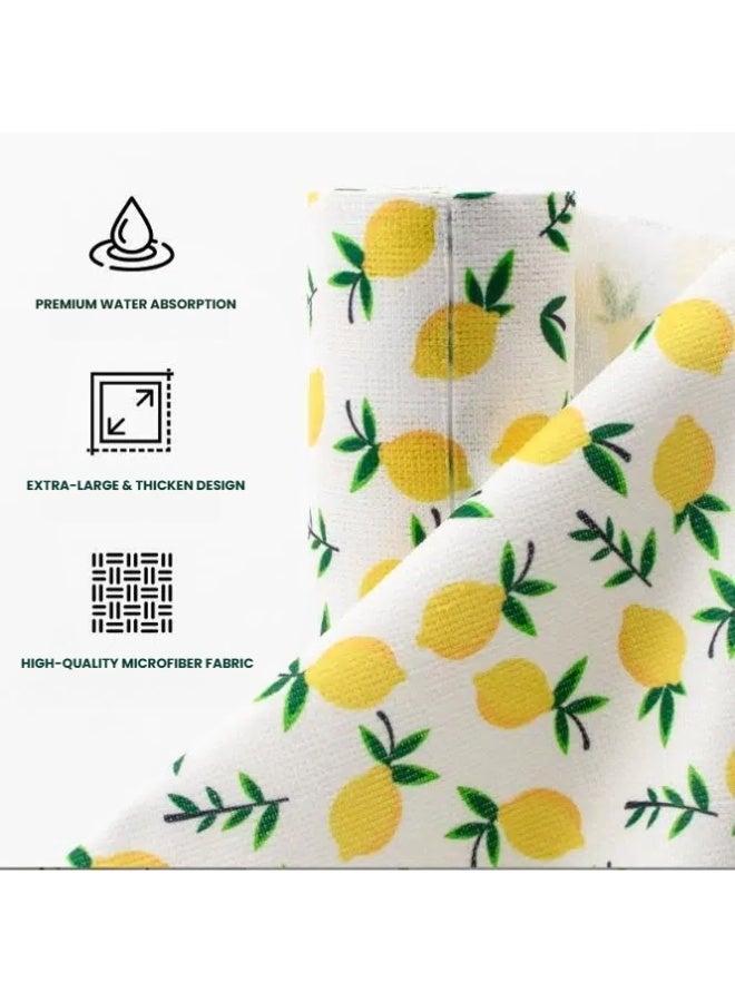 20PCS Disposable Cleaning Towels Tearable Cleaning Cloths Lemon Print, 20 Sheets Multipurpose Reusable Dry Wet Clean Microfiber Wipes Wiping Rags - Image 5