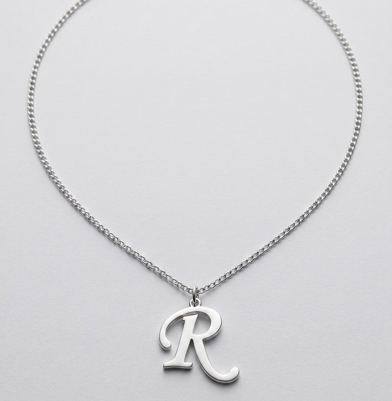 Kannan Jewels 925 Sterling Silver English Letter Pendant – R – Initial Necklace Charm - Image 1